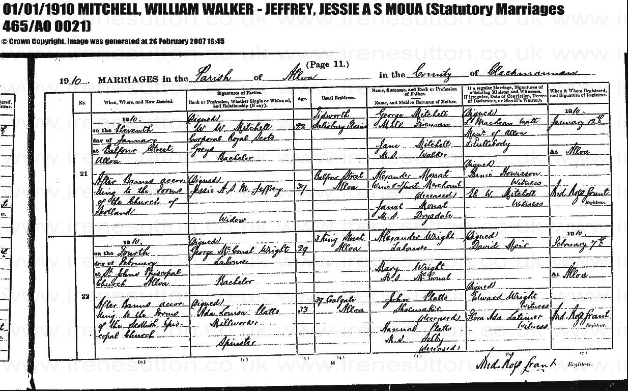 William Walker Mitchell Jessie Archibald Somers Mouat